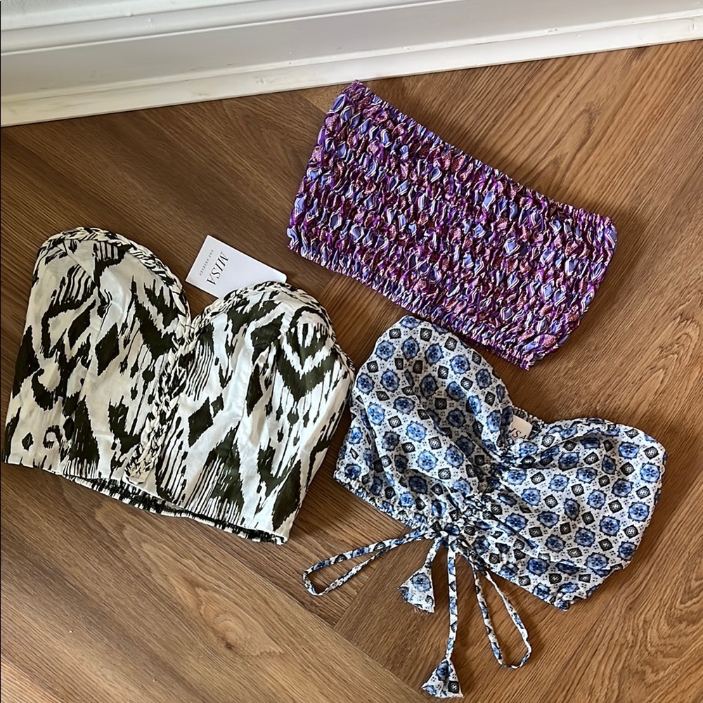 Misa Los Angeles Lot of THREE Tube Tops Size XS NEW Vacation Boho Chic
